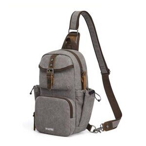 NEW Canvas & Leather RFID Sling Backpack